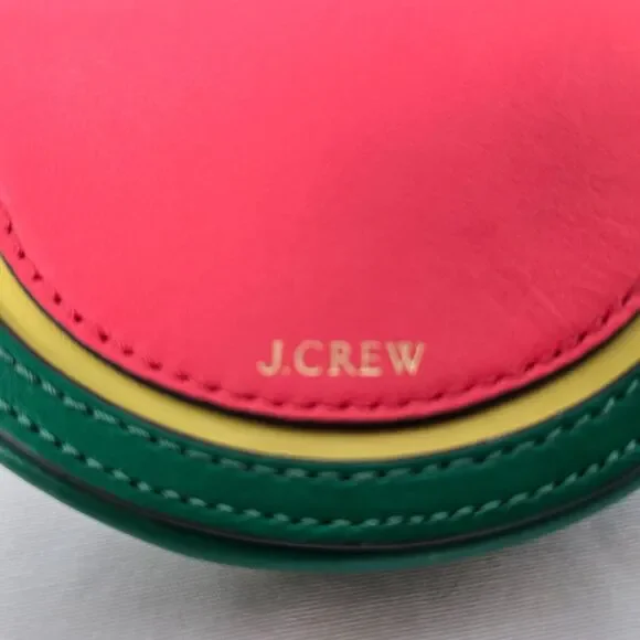 J. Crew Coin Wristlet Pouch Watermelon Red Yellow Green Black 5" x 3" - Picture 3 of 12